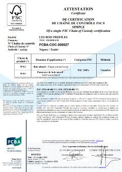 FSC Certificate for Les Bois Profilés