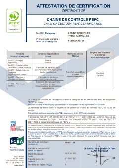 Bois de France Certificate for Les Bois Profilés