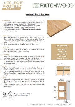 Instructions for use Patchwood
