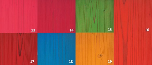 Colour trend range for THT wood